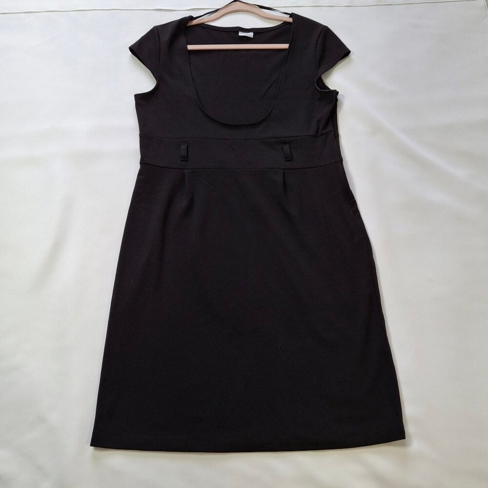 Suzy Jumper Dress Sz XL Empire Waist Sheath Style Cap Sleeves Side Zipper Insert